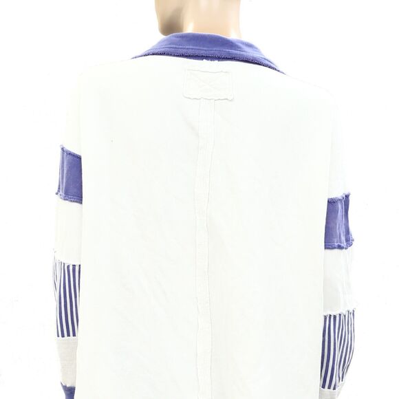 Free People We The Free Clean Prep Polo Pullover Top Oversized Striped XS 271213 - Picture 8 of 9